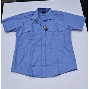 Tact Squad Mens Short Sleeve‎ Button Up Shirt Blue Tactical Utility Size L